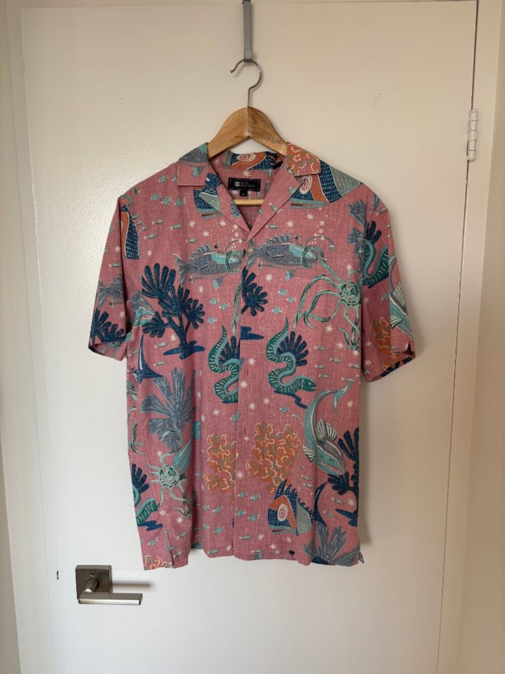 Reyn Spooner Pink Sea Creature Print Camp Collar Shirt Men's M